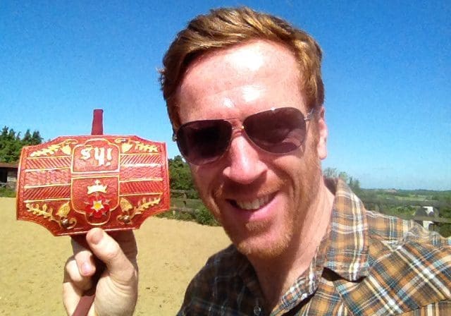 Damian Lewis with bracer from Wolf Hall