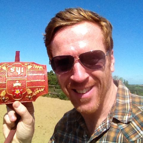 Damian Lewis with bracer from Wolf Hall